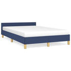 Bedframe 120x200 cm stof blauw met hoofdeinde