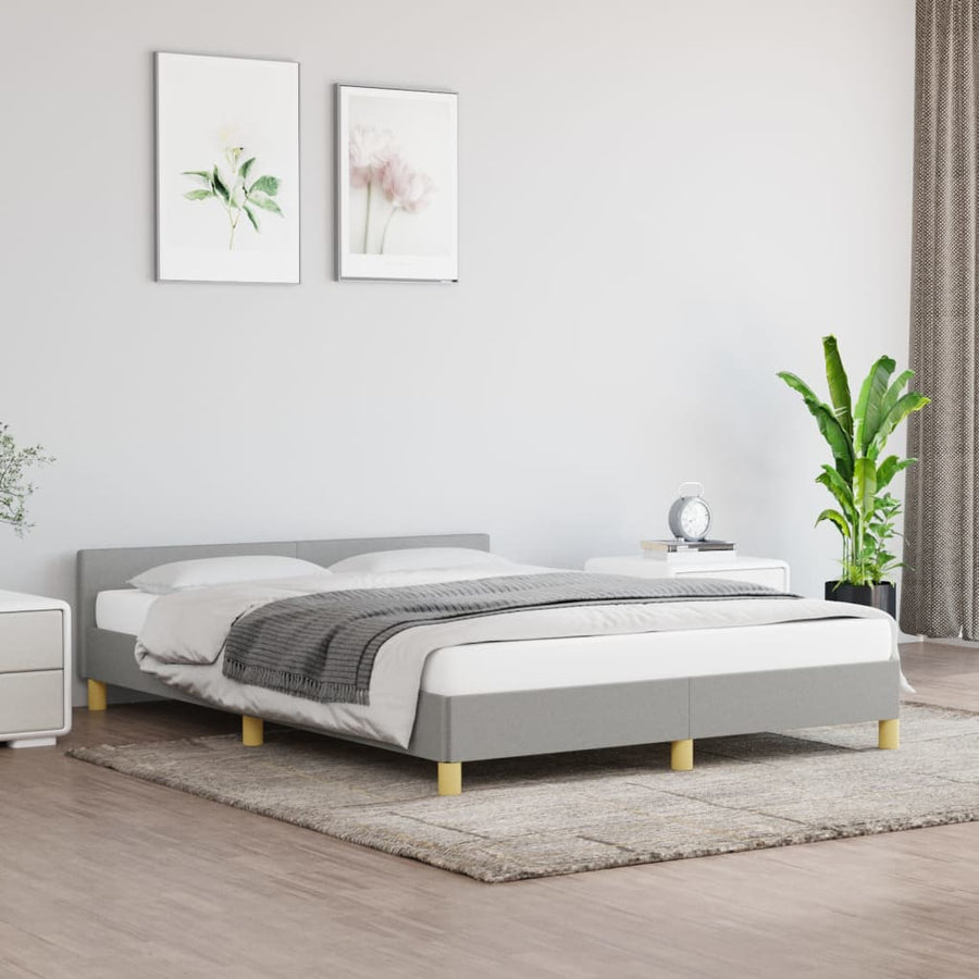 Bedframe Met Hoofdeinde Stof 140 x 190 cm Lichtgrijs