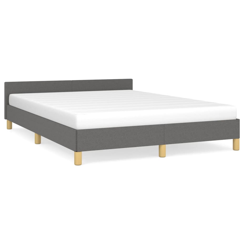 Bedframe Met Hoofdeinde Stof 140 x 190 cm Donkergrijs