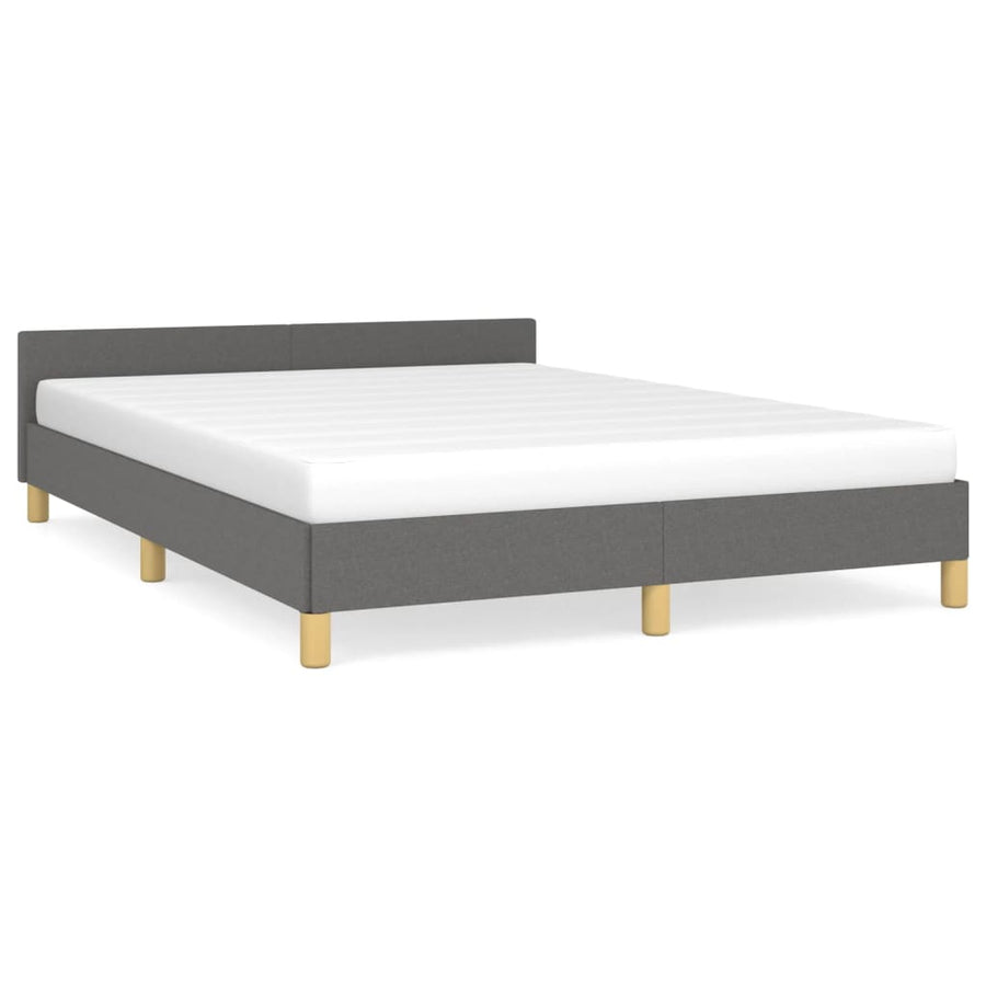 Bedframe Met Hoofdeinde Stof 140 x 190 cm Donkergrijs