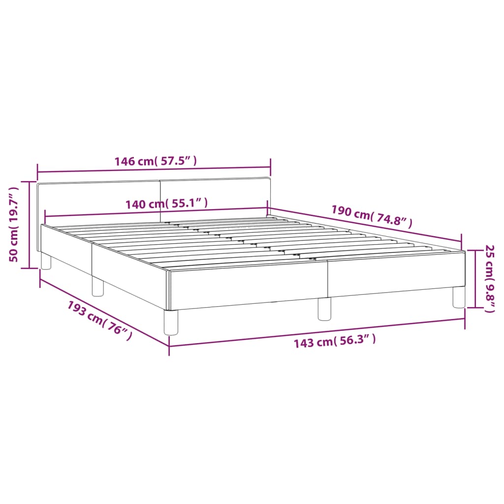 Bedframe Met Hoofdeinde Stof 140 x 190 cm Zwart