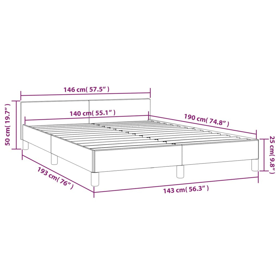 Bedframe Met Hoofdeinde Stof 140 x 190 cm Zwart