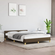 Bed frame without mattress dark brown fabric 140x190 cm