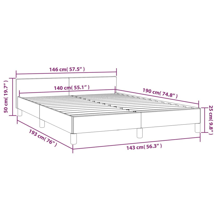 Bedframe Met Hoofdeinde Stof 140 x 190 cm Taupe