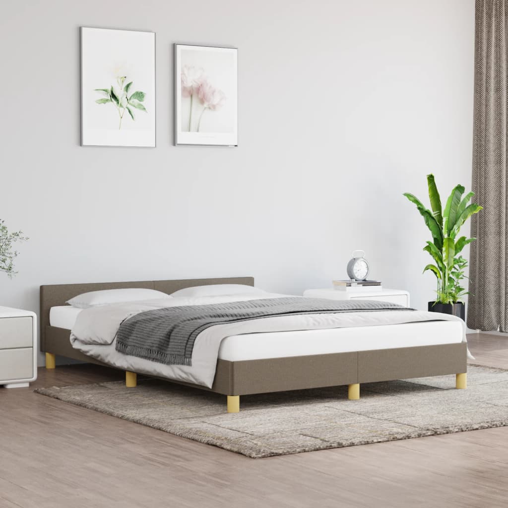 Bedframe Met Hoofdeinde Stof 140 x 190 cm Taupe