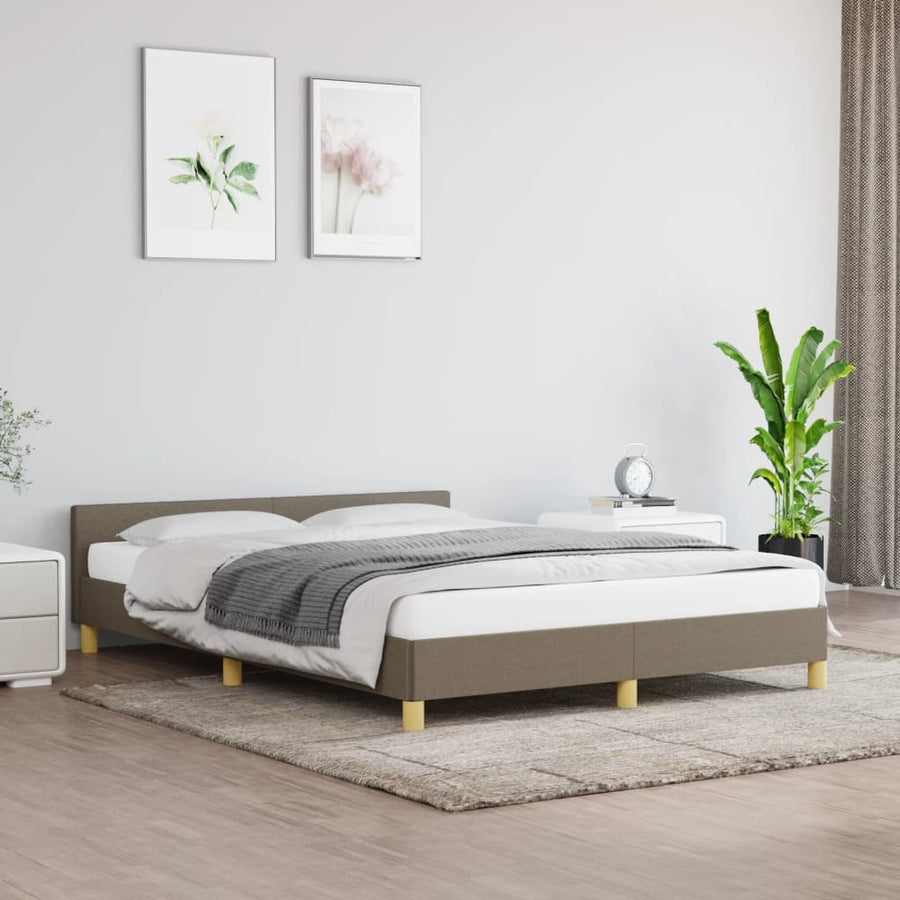 Bedframe Met Hoofdeinde Stof 140 x 190 cm Taupe