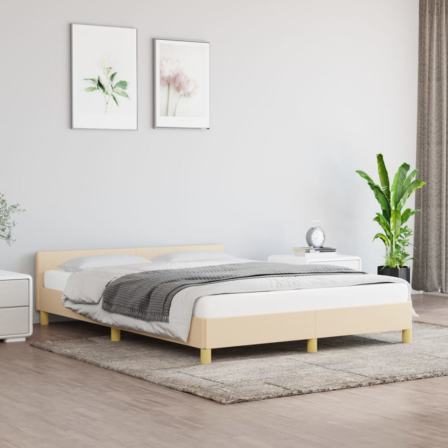 Bedframe Met Hoofdeinde Stof Kleurig 140 x 190 cm crème