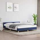 Bed frame with headboard without mattress 140x190 cm fabric blue