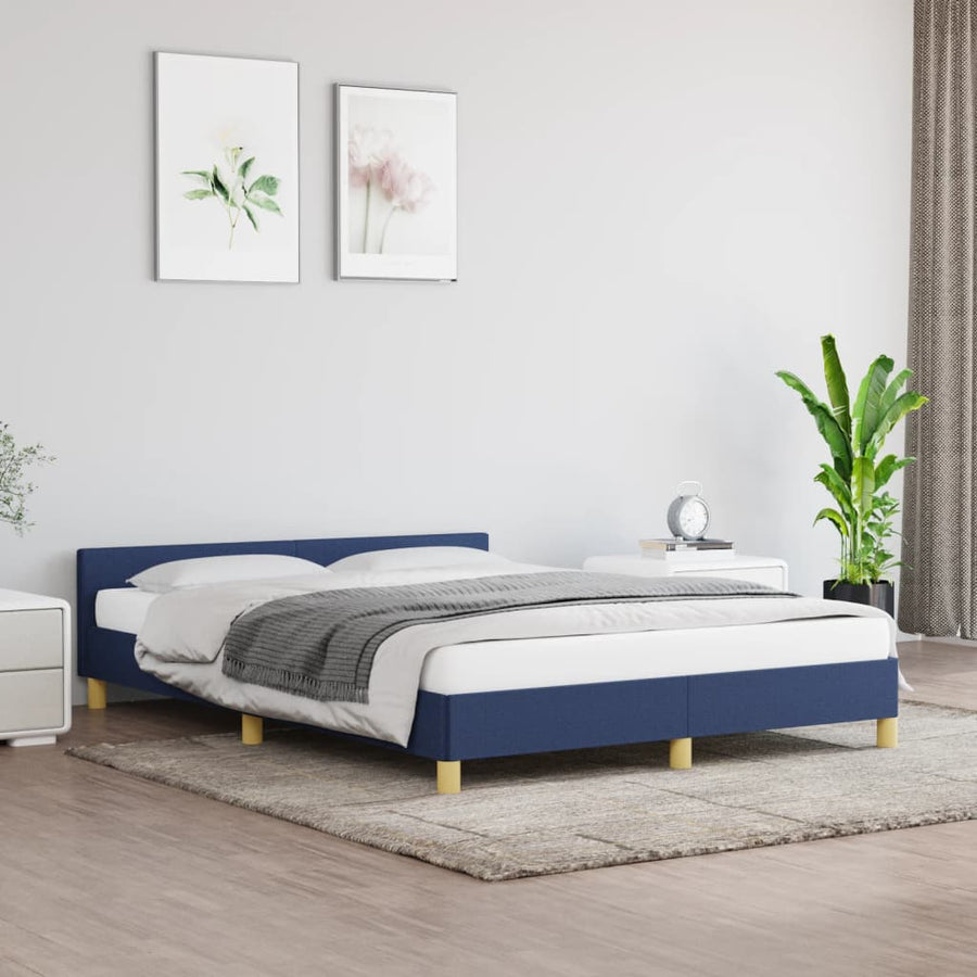 Bedframe Met Hoofdeinde Stof 140 x 190 cm Blauw