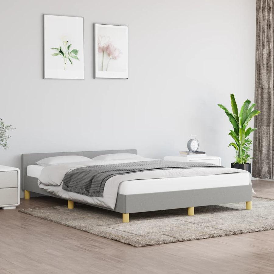 Bedframe Met Hoofdeinde Stof 140 x 200 cm Lichtgrijs