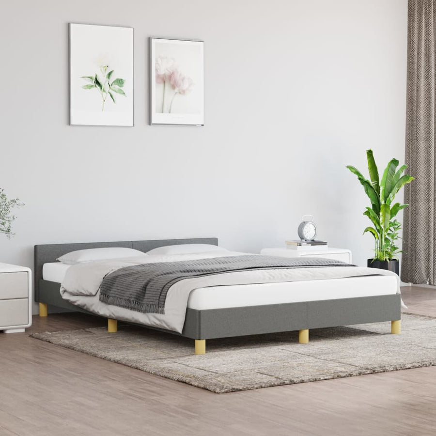 Bedframe Met Hoofdeinde Stof 140 x 200 cm Donkergrijs