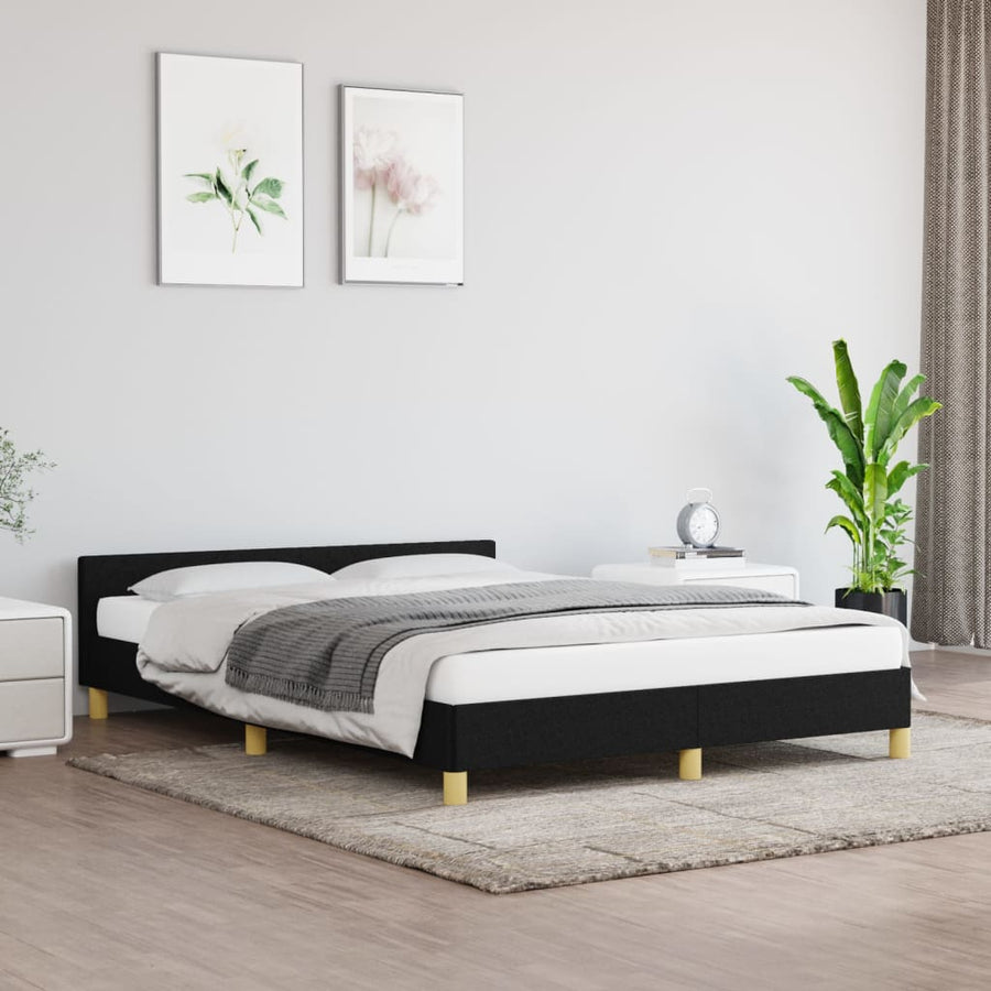 Bedframe Met Hoofdeinde Stof 140 x 200 cm Zwart