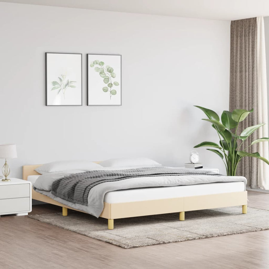 Bedframe Met Hoofdeinde Stof Kleurig 160 x 200 cm crème