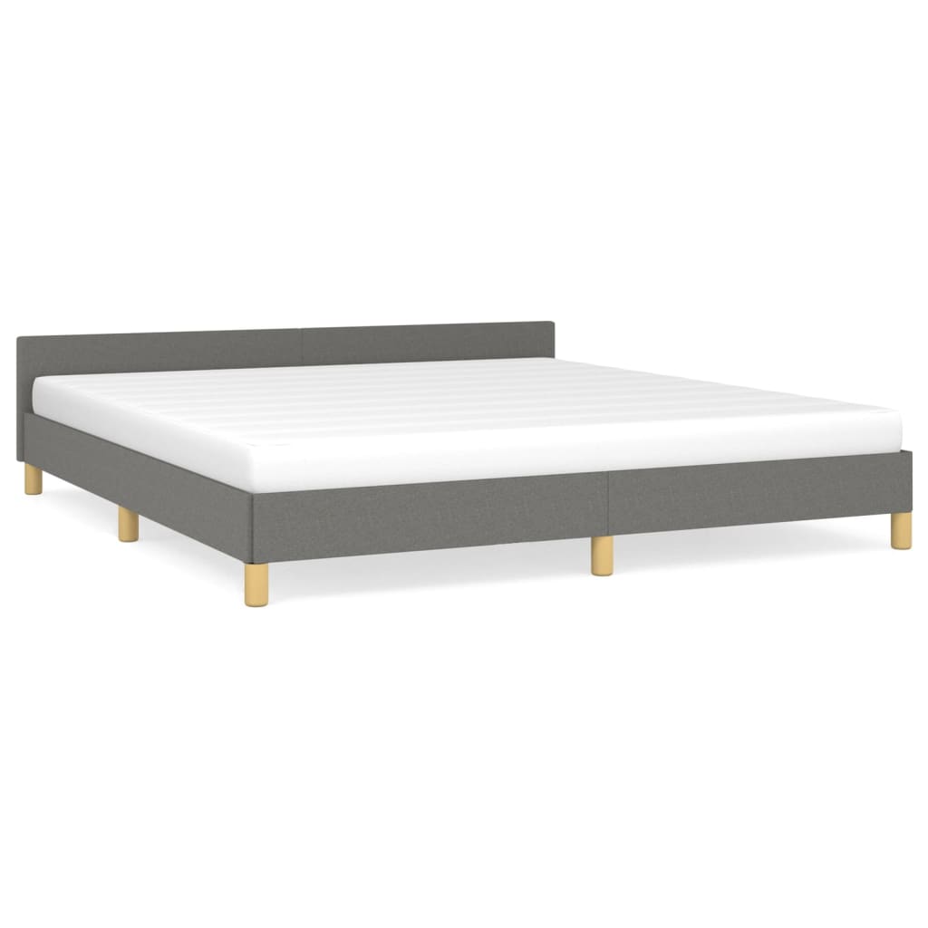 Bedframe Met Hoofdeinde Stof 180 x 200 cm Donkergrijs
