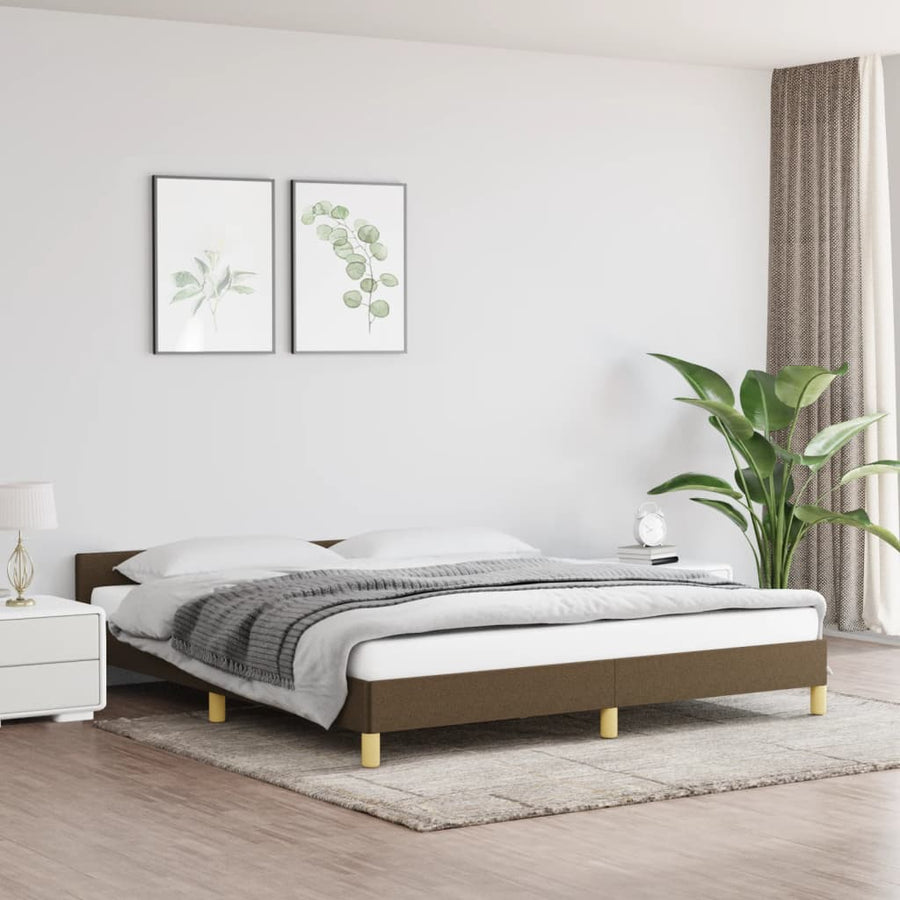 Bedframe Met Hoofdeinde Stof 180 x 200 cm Donkerbruin