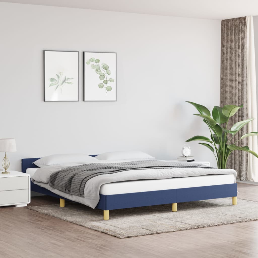 Bedframe Met Hoofdeinde Stof 180 x 200 cm Blauw