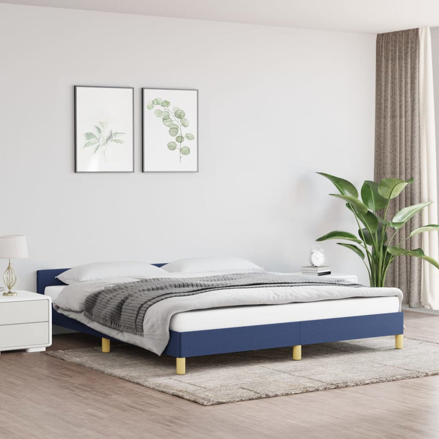 Bedframe Met Hoofdeinde Stof 180 x 200 cm Blauw