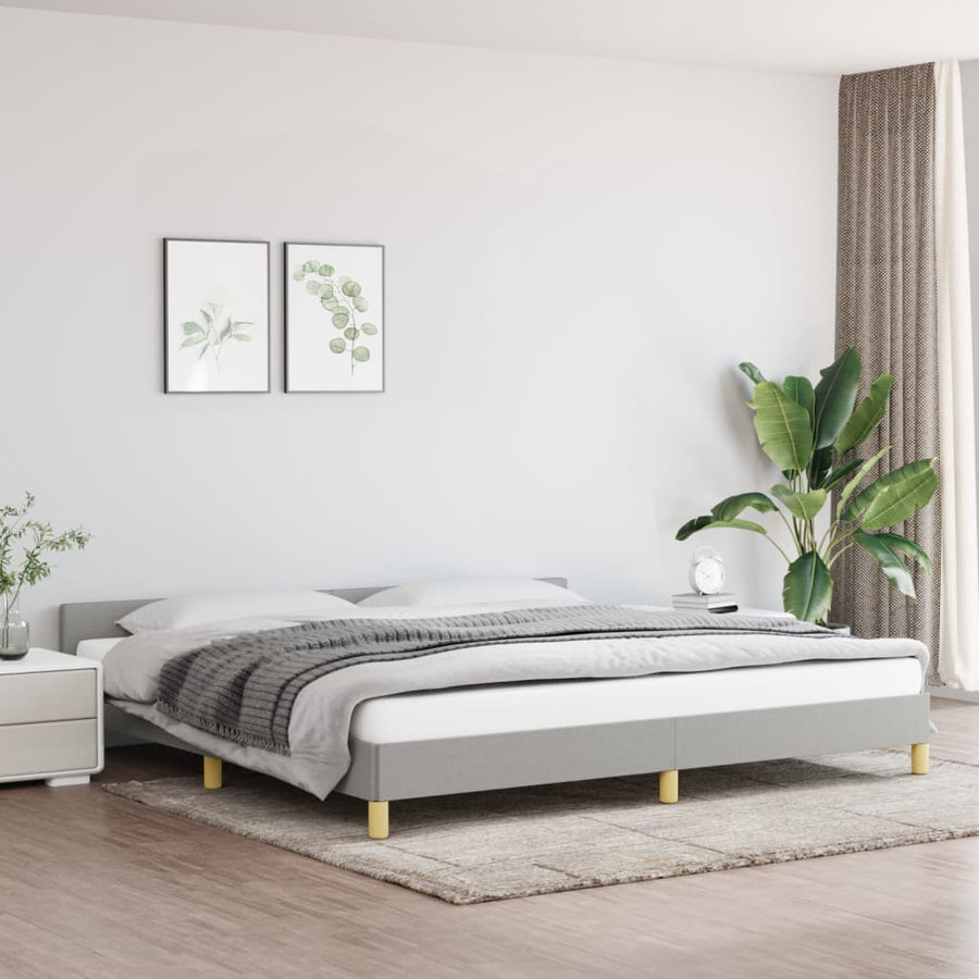 Bedframe Met Hoofdeinde Stof 200 x 200 cm Lichtgrijs