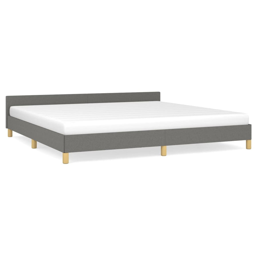 Bedframe Met Hoofdeinde Stof 200 x 200 cm Donkergrijs