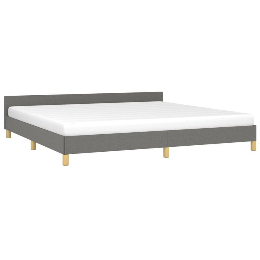 Bedframe Met Hoofdeinde Stof 200 x 200 cm Donkergrijs