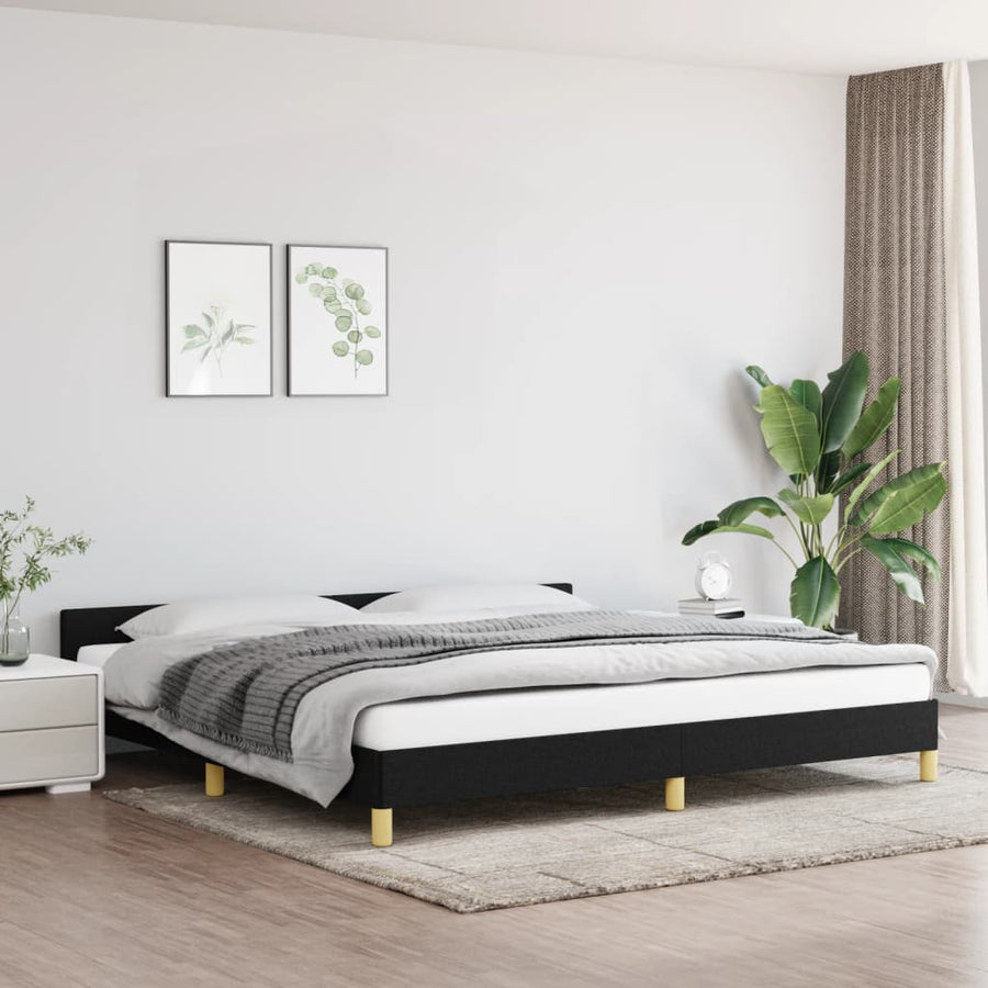 Bedframe Met Hoofdeinde Stof 200 x 200 cm Zwart
