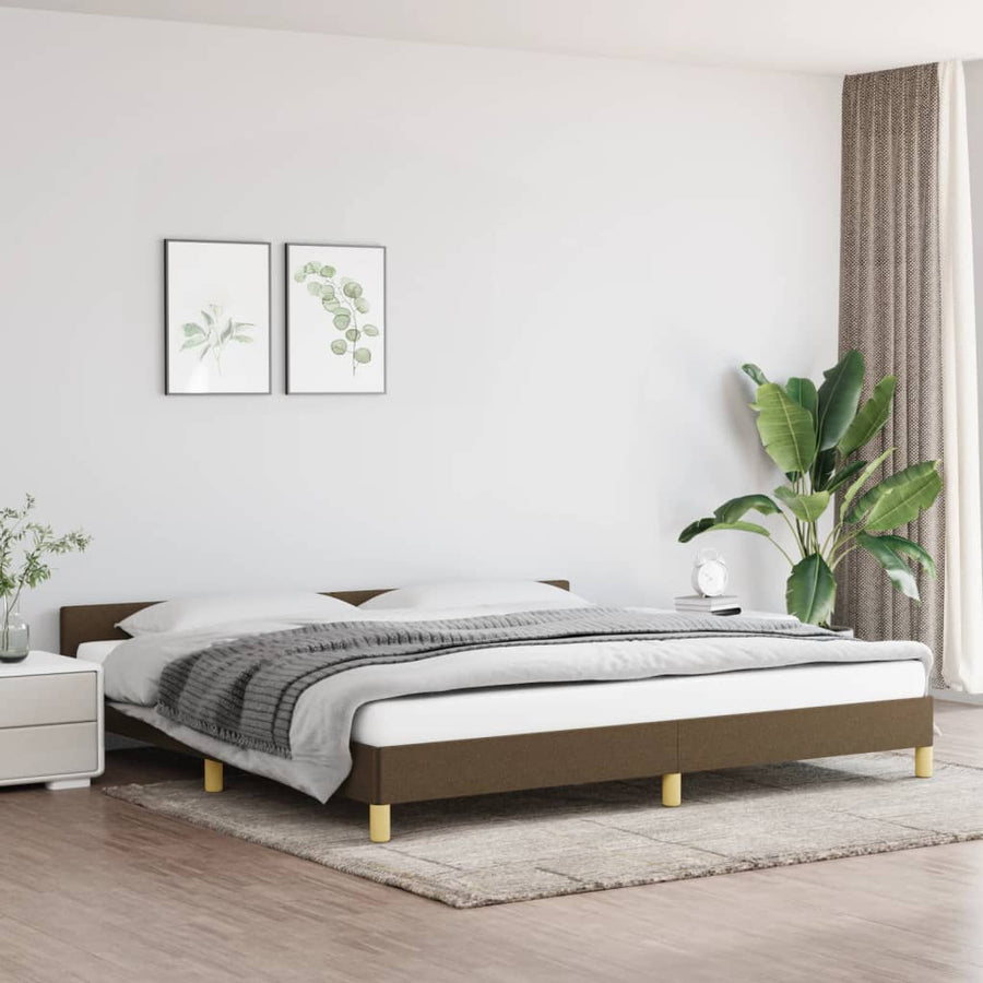 Bedframe Met Hoofdeinde Stof 200 x 200 cm Donkerbruin