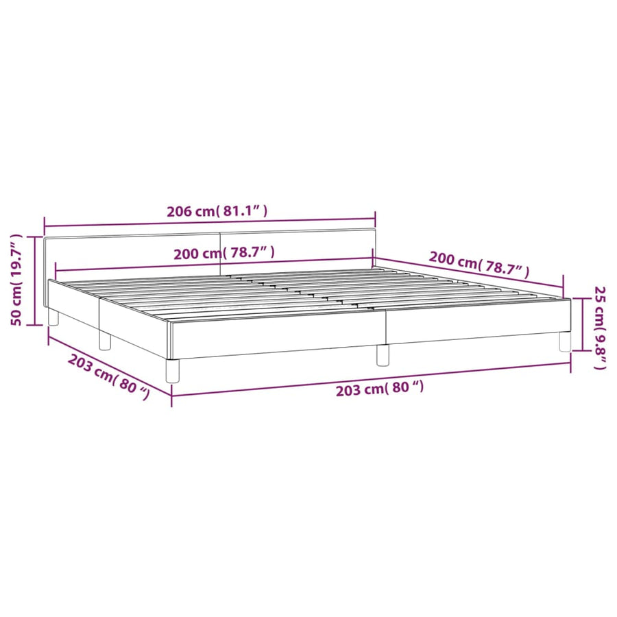 Bedframe Met Hoofdeinde Stof Kleurig 200 x 200 cm crème