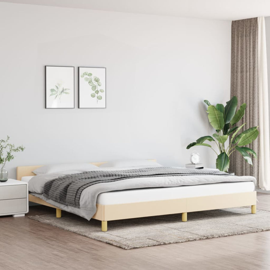 Bedframe Met Hoofdeinde Stof Kleurig 200 x 200 cm crème