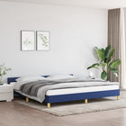 Bed frame with headboard without mattress 200x200 cm fabric blue
