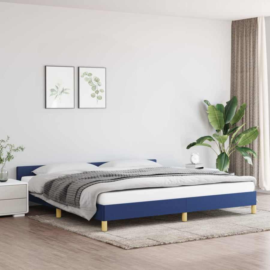 Bedframe Met Hoofdeinde Stof 200 x 200 cm Blauw