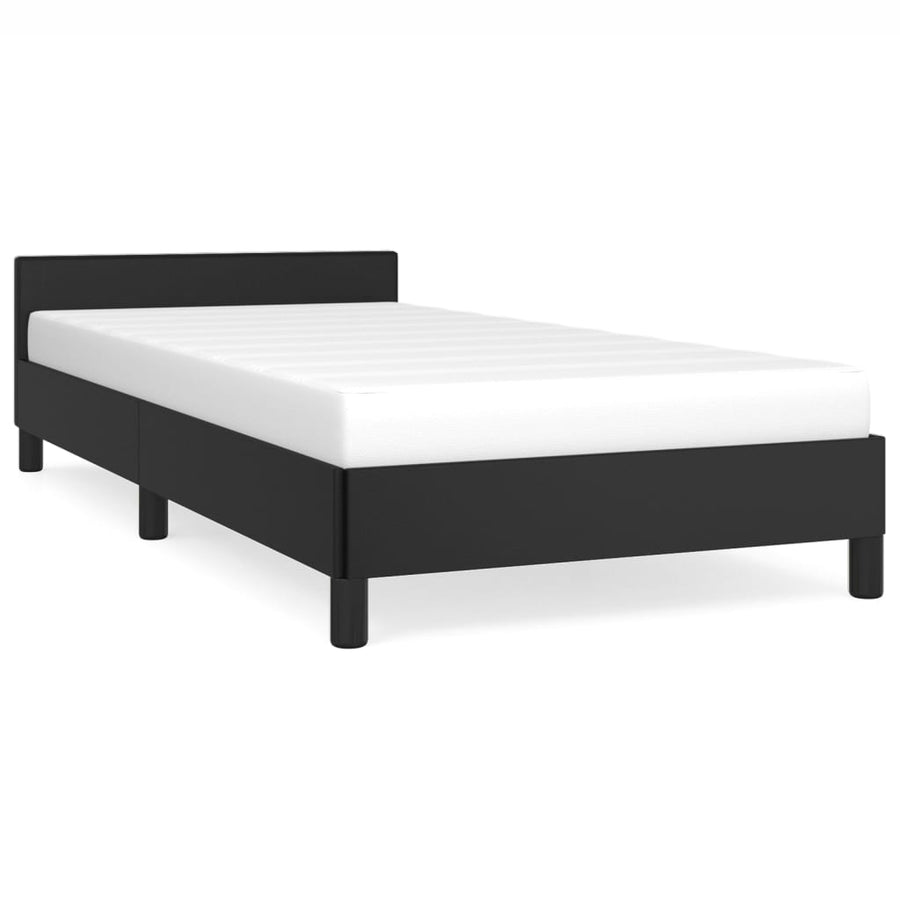 Bedframe Met Hoofdbord Kunstleer Zwart 80X200 Cm