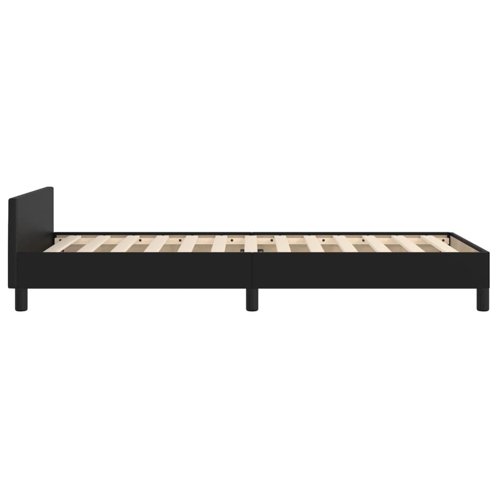 Bedframe Met Hoofdbord Kunstleer Zwart 80X200 Cm