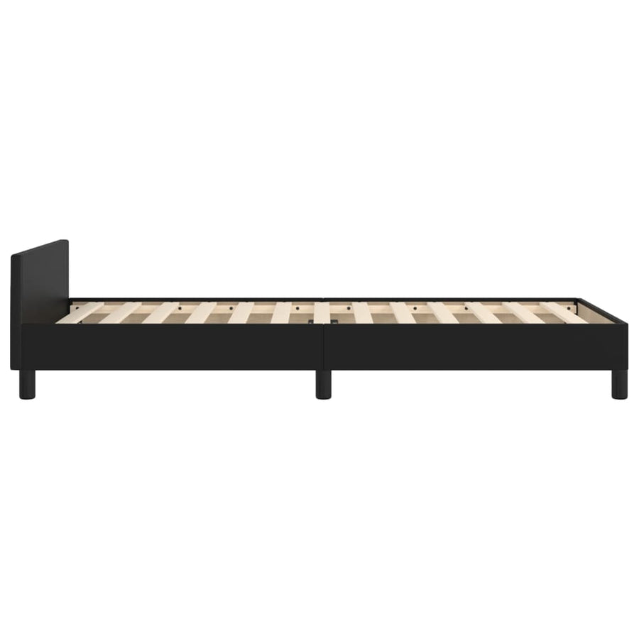 Bedframe Met Hoofdbord Kunstleer Zwart 80X200 Cm