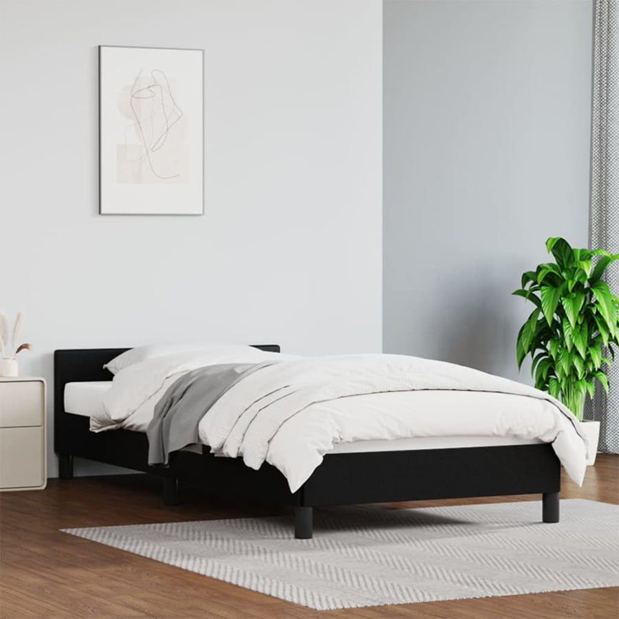 Bedframe Met Hoofdbord Kunstleer Zwart 80X200 Cm