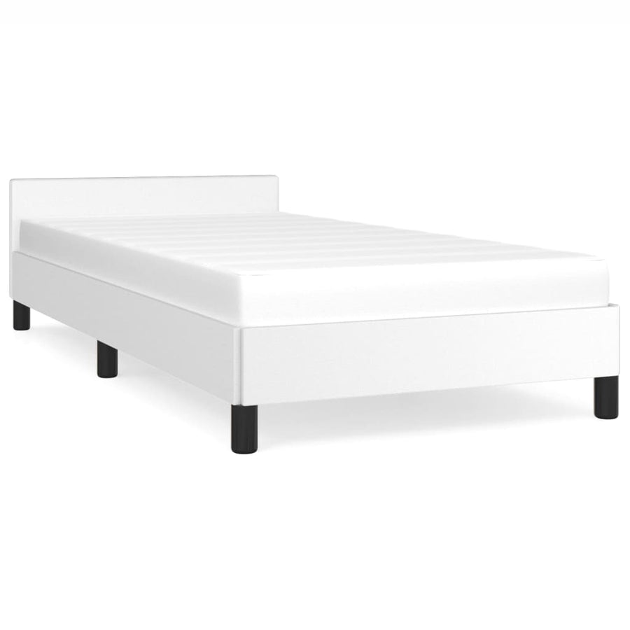 Bedframe Met Hoofdbord Kunstleer Wit 80X200 Cm
