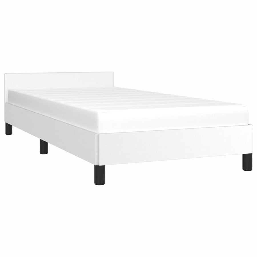 Bedframe Met Hoofdbord Kunstleer Wit 80X200 Cm