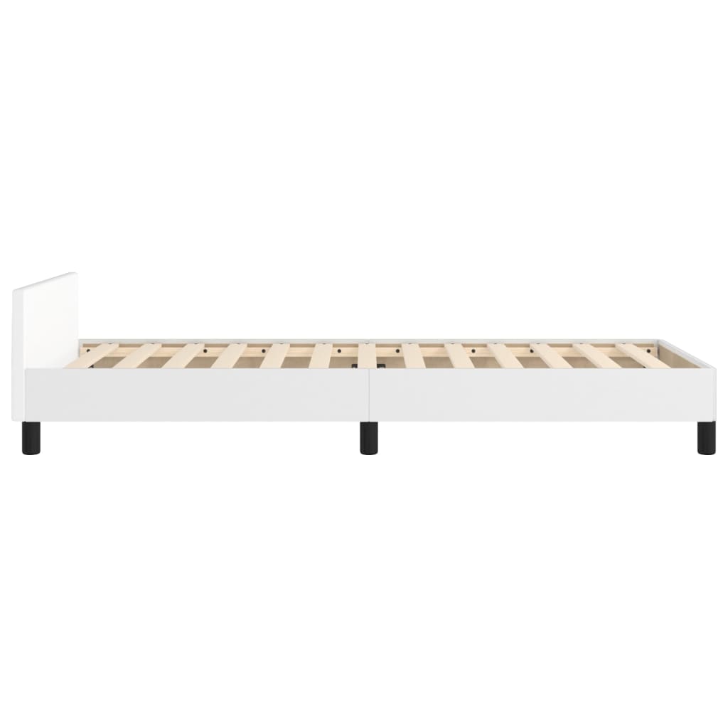 Bedframe Met Hoofdbord Kunstleer Wit 80X200 Cm