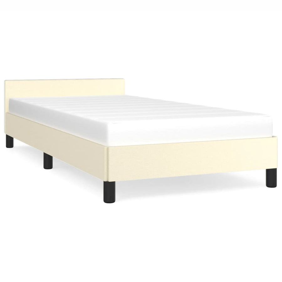 Bedframe Met Hoofdbord Kunstleer Crèmekleurig 80X200 Cm