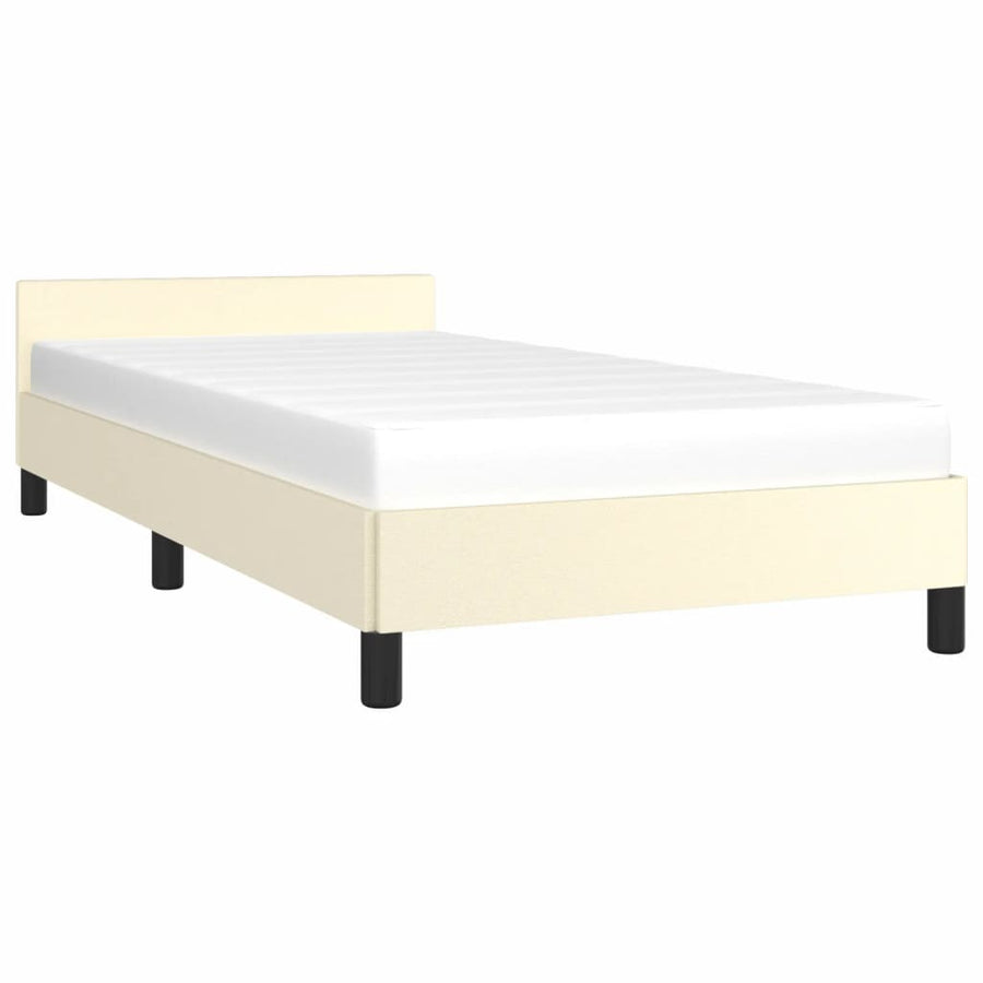 Bedframe Met Hoofdbord Kunstleer Crèmekleurig 80X200 Cm
