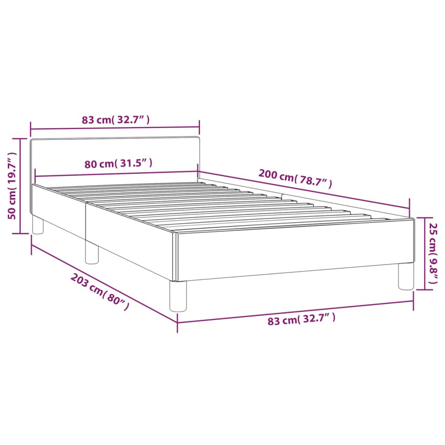 Bedframe Met Hoofdbord Kunstleer Crèmekleurig 80X200 Cm