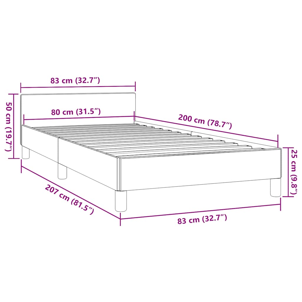 Bedframe met hoofdeinde zonder matras 80x200 cm bruin