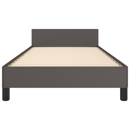 Bedframe Met Hoofdbord Kunstleer Grijs 80X200 Cm
