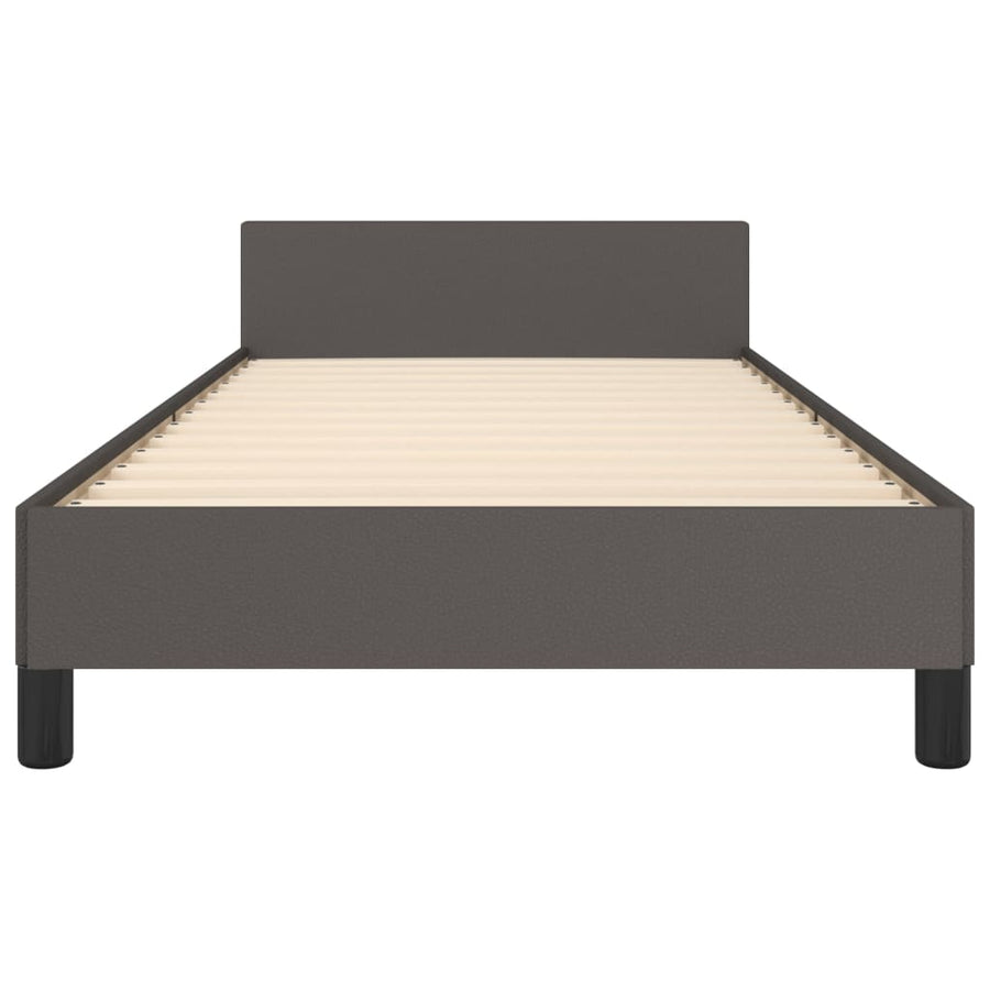 Bedframe Met Hoofdbord Kunstleer Grijs 80X200 Cm