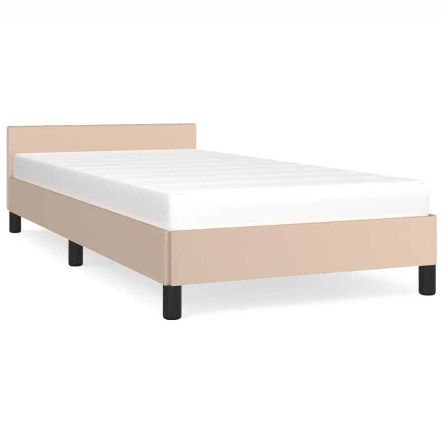 Bedframe Met Hoofdbord Kunstleer Cappucinnokleurig 80X200 Cm