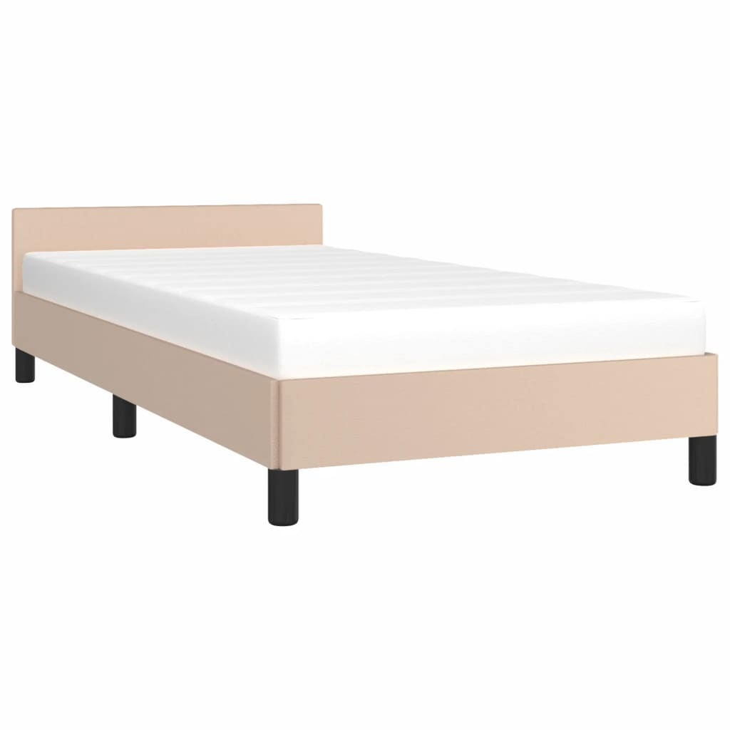 Bedframe Met Hoofdbord Kunstleer Cappucinnokleurig 80X200 Cm