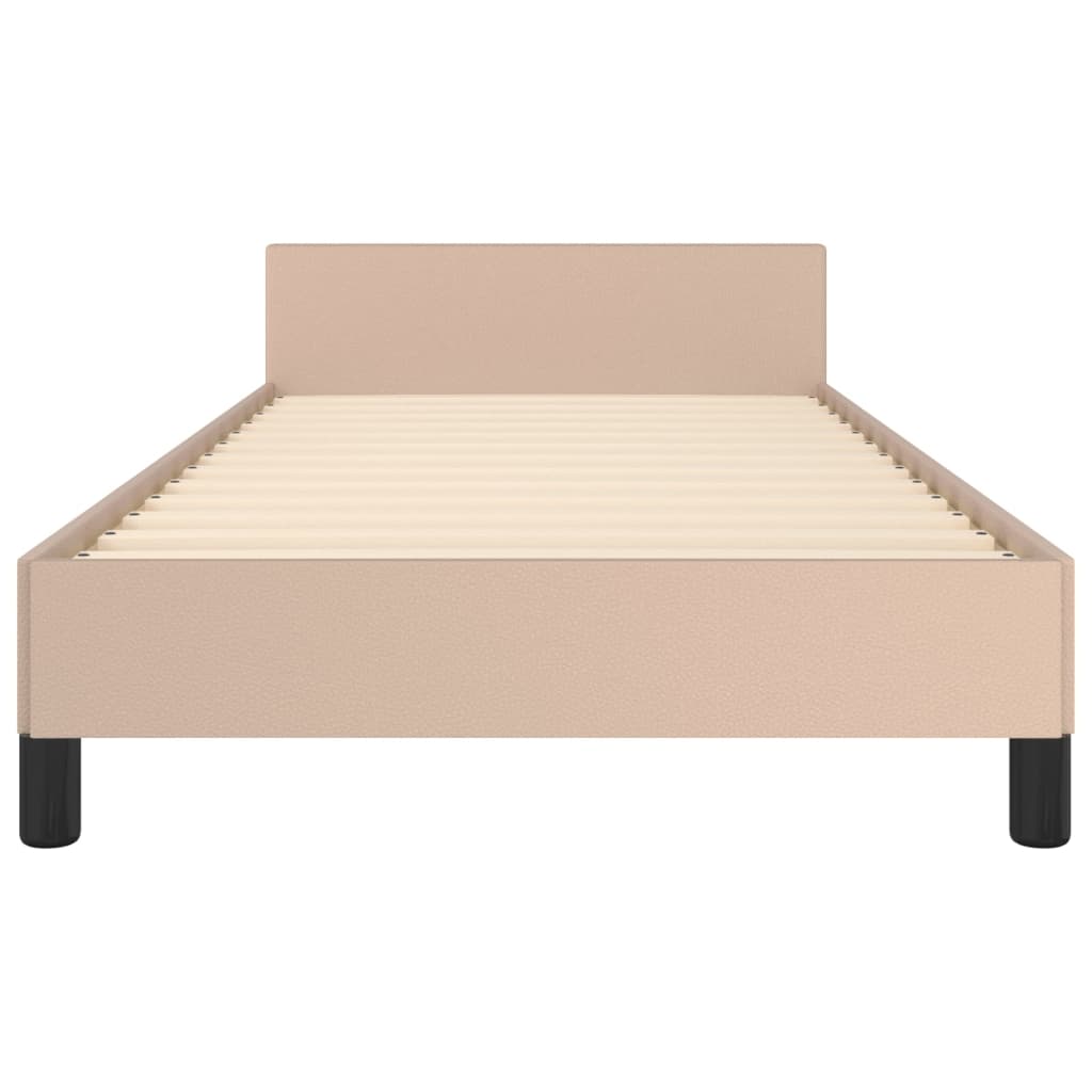 Bedframe Met Hoofdbord Kunstleer Cappucinnokleurig 80X200 Cm