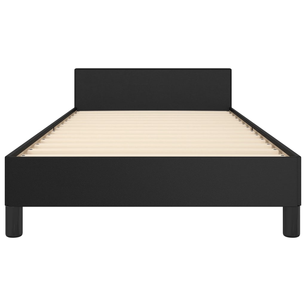 Bedframe Met Hoofdbord Kunstleer Zwart 90X190 Cm