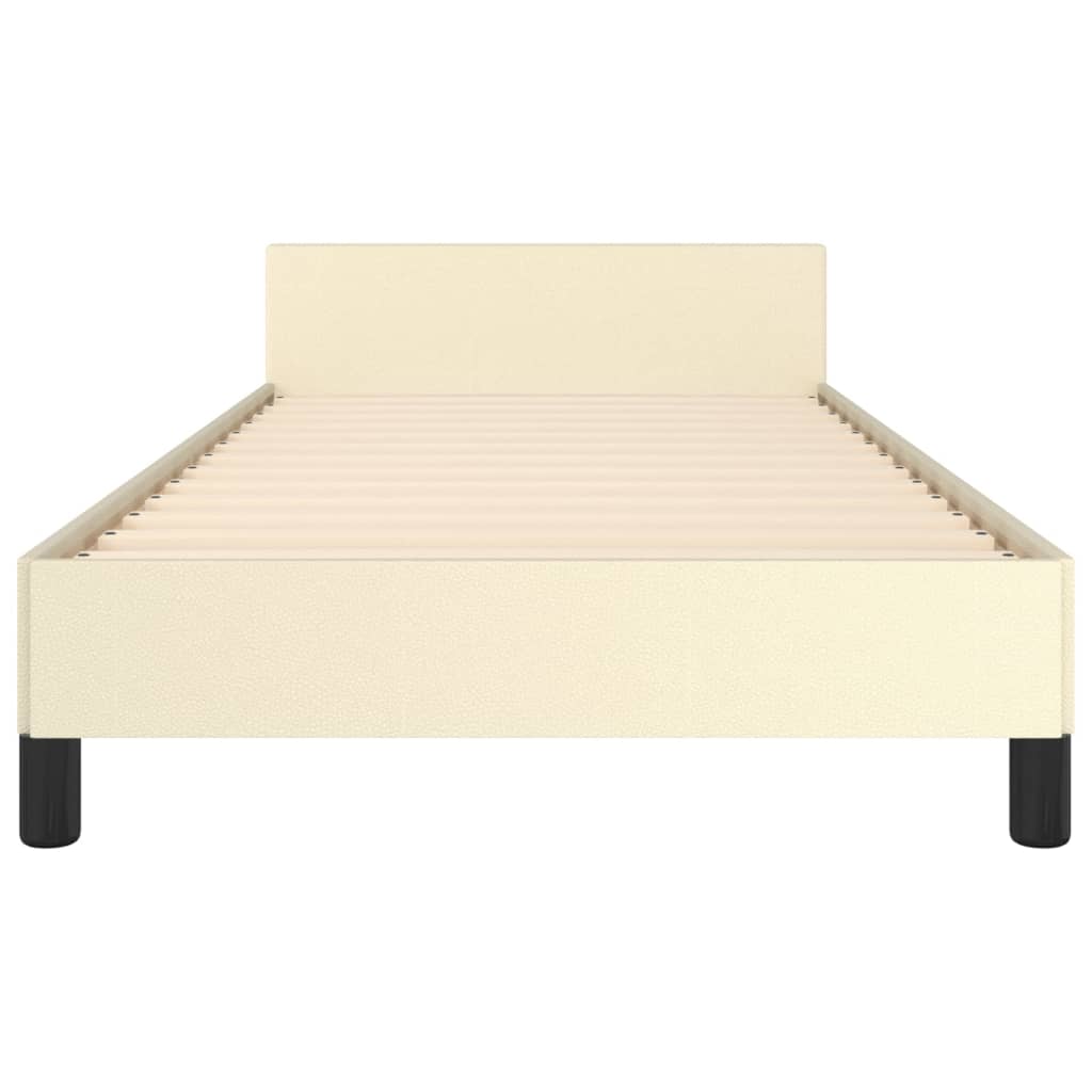 Bedframe Met Hoofdbord Kunstleer Crèmekleurig 90X190 Cm