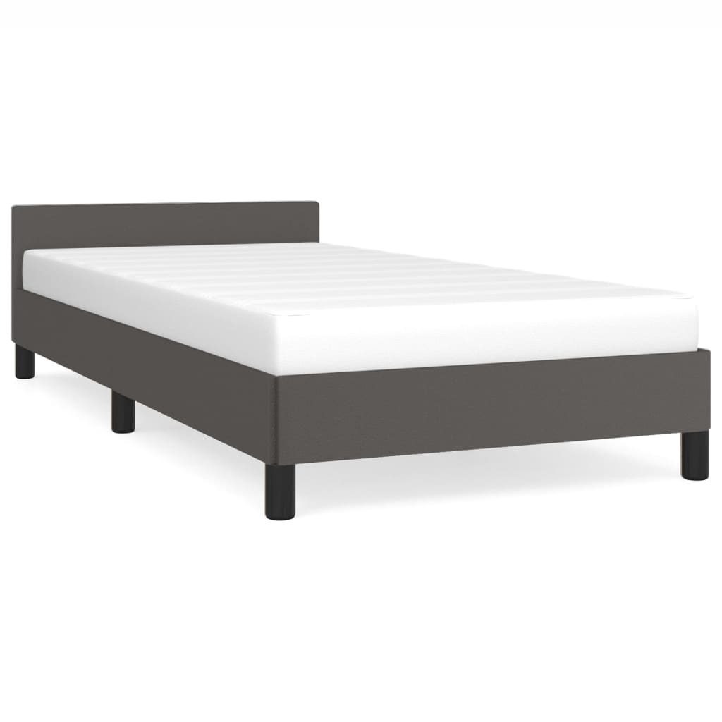Bedframe Met Hoofdbord Kunstleer 90 x 190 cm Grijs