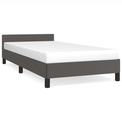 Bedframe Met Hoofdbord Kunstleer 90 x 190 cm Grijs